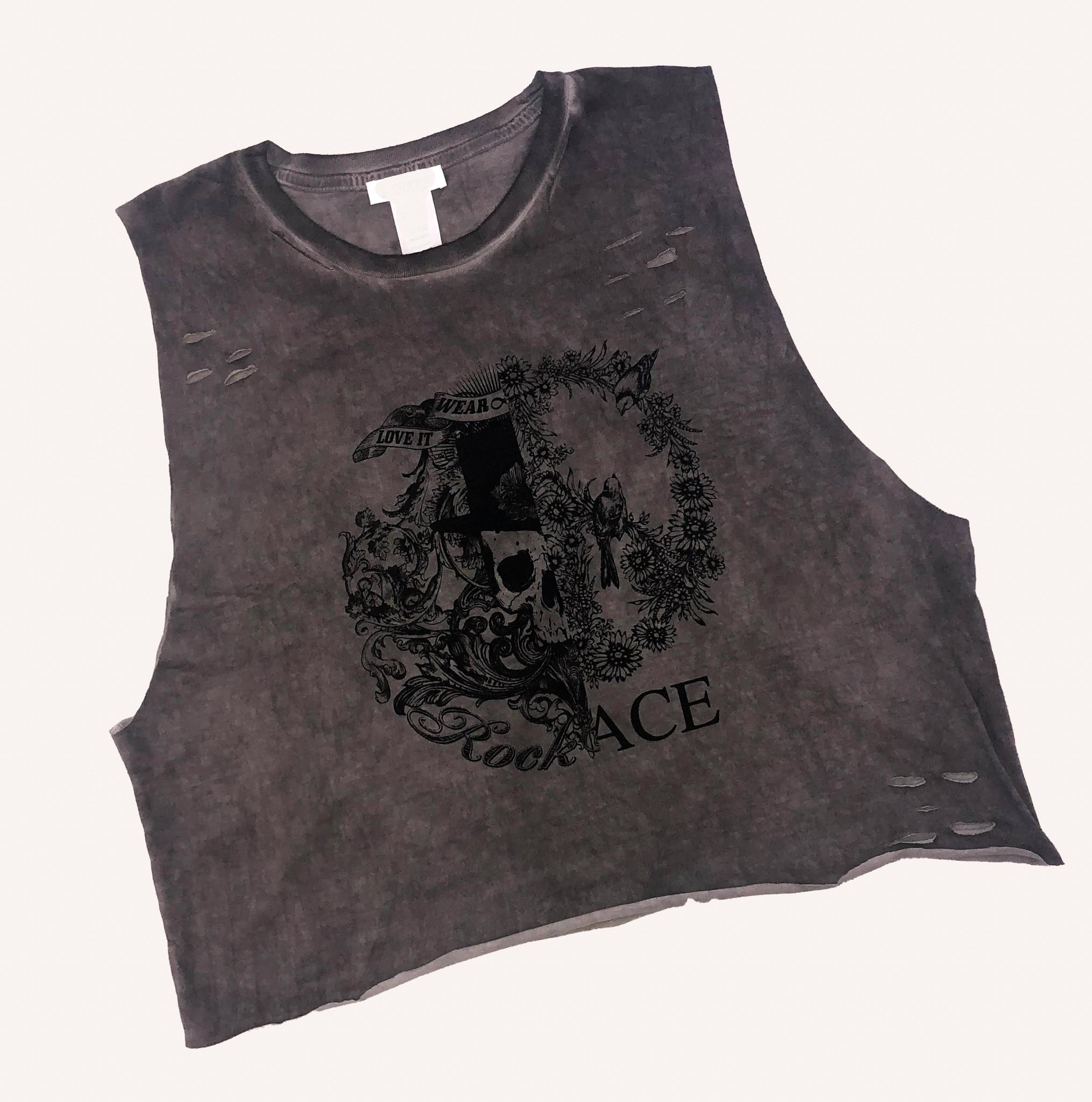 Roc-N-Roll Distressed Crop Top